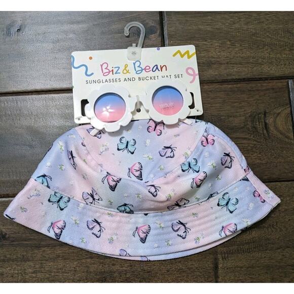 New Biz and Beans Butterfly hat and sunglasses 100% UV Protection Ages 6+ - Picture 1 of 3